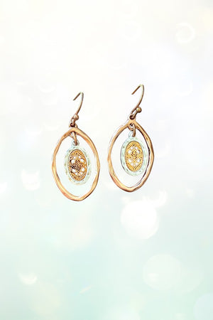 Hammered Marquise Cut Out Detailed Dangle Earring