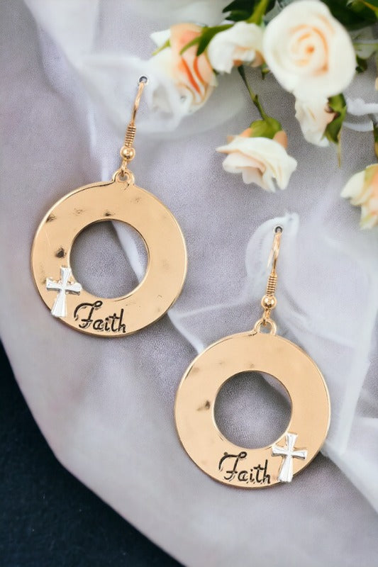 Faith Accent Disk Dangle Earring