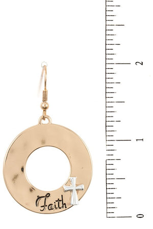 Faith Accent Disk Dangle Earring