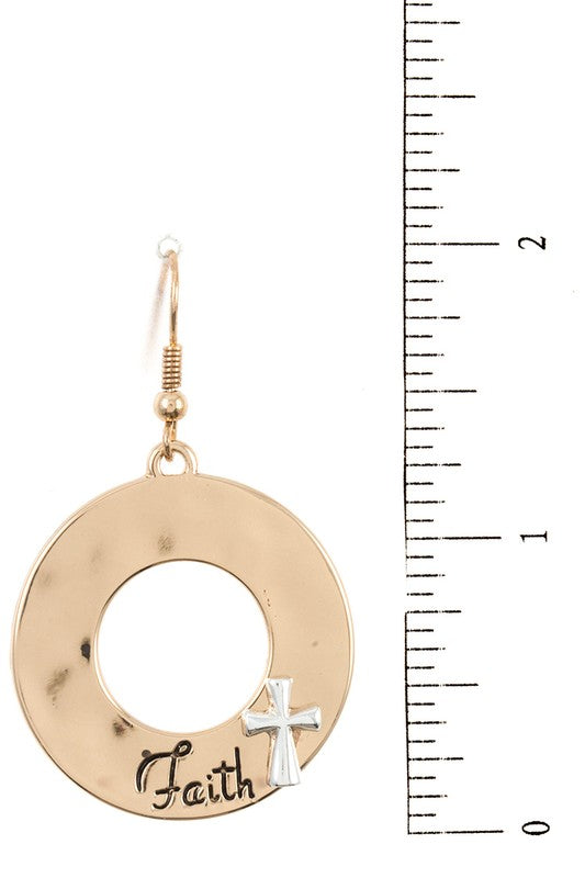 Faith Accent Disk Dangle Earring