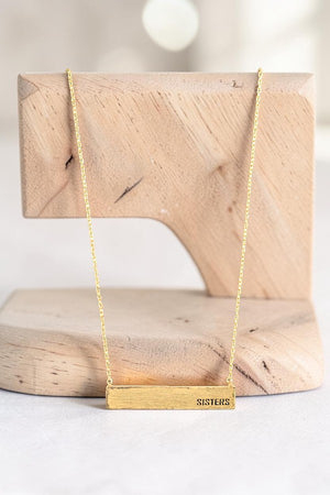 ETCHED SISTERS BAR PENDANT NECKLACE