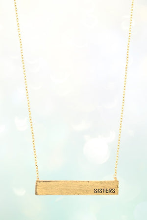 ETCHED SISTERS BAR PENDANT NECKLACE