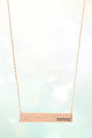 ETCHED SISTERS BAR PENDANT NECKLACE