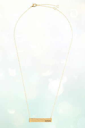 ETCHED SISTERS BAR PENDANT NECKLACE