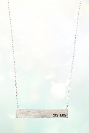 ETCHED SISTERS BAR PENDANT NECKLACE