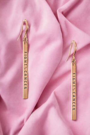 FIGHT CANCER Drop Bar Dangle Earring