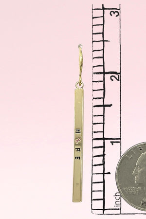 HOPE PINK RIBBON BAR DANGLE EARRING