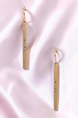 HOPE PINK RIBBON BAR DANGLE EARRING