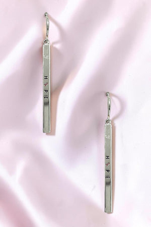 HOPE PINK RIBBON BAR DANGLE EARRING