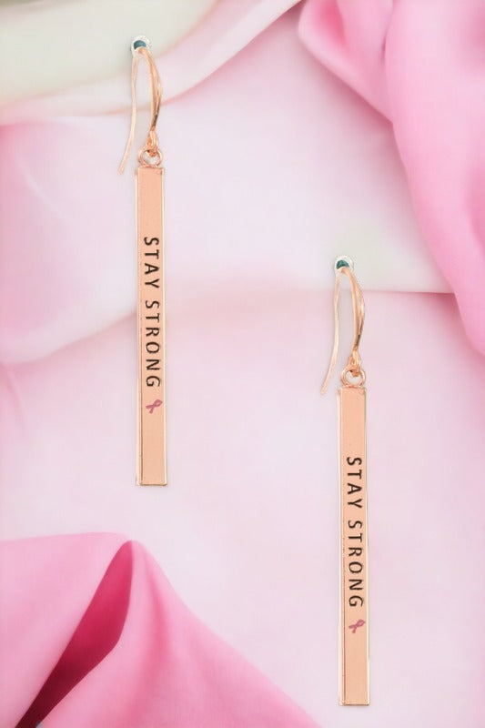 STAY STRONG Bar Dangle Earring