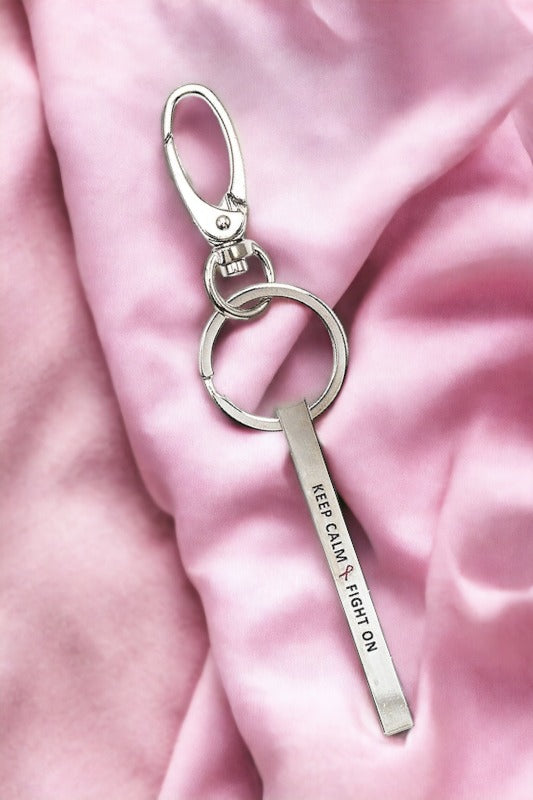 KEEP CALM FIGHT ON Ribbon Bar Keychain