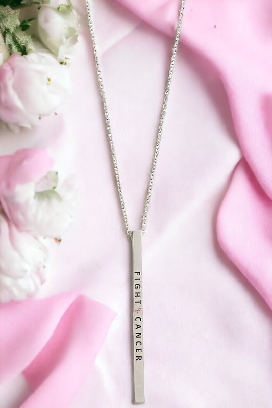 FIGHT CANCER Bar Pendant Necklace