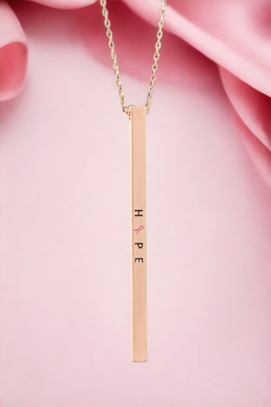 HOPE Etched Bar Pendant Necklace