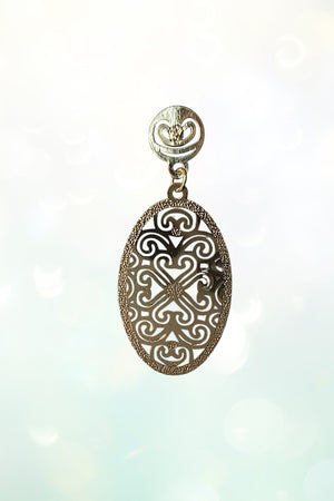 OVAL FILIIGREE DANGLE ROUND FILIGREE POST EARRING