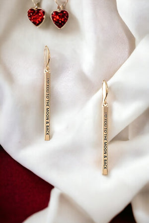 Love Message Bar Dangle Earring