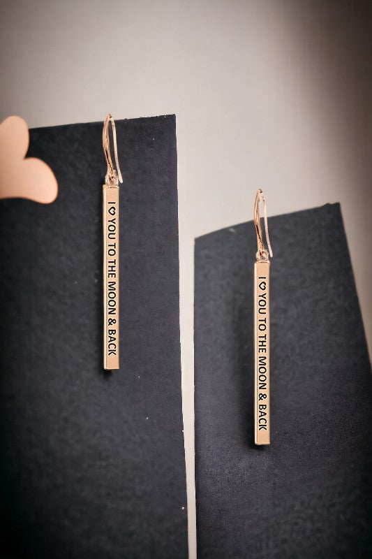 Love Message Bar Dangle Earring