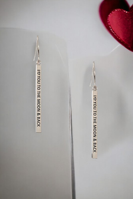 Love Message Bar Dangle Earring