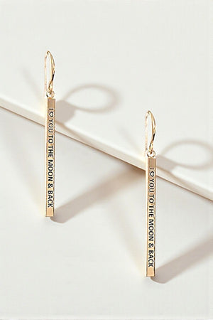 I LOVE YOU MESSAGE BAR DANGLE EARRING