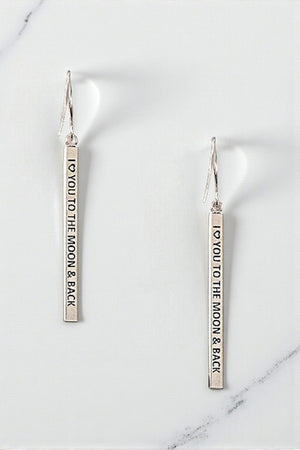 I LOVE YOU MESSAGE BAR DANGLE EARRING