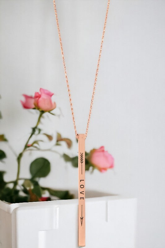 Arrow Love Accent Bar Pendant Necklace