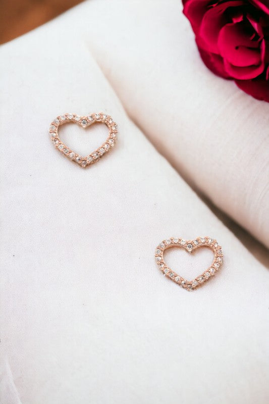 Rhinestone Pave Heart Cut Out Post Earring