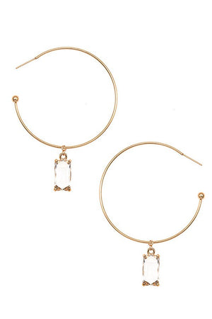 SEMI HOOP GEM DANGLE EARRING