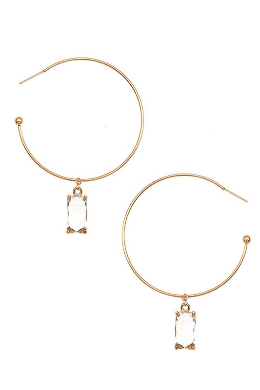 SEMI HOOP GEM DANGLE EARRING