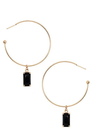 SEMI HOOP GEM DANGLE EARRING