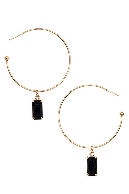 SEMI HOOP GEM DANGLE EARRING