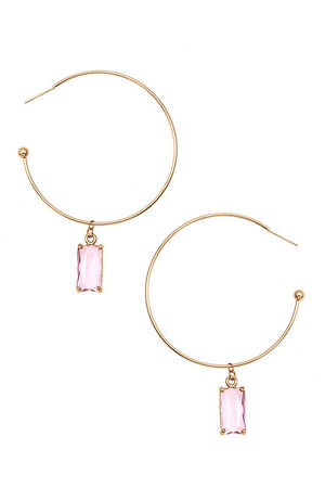 SEMI HOOP GEM DANGLE EARRING