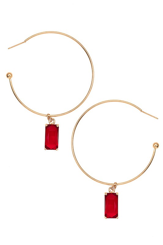 SEMI HOOP GEM DANGLE EARRING