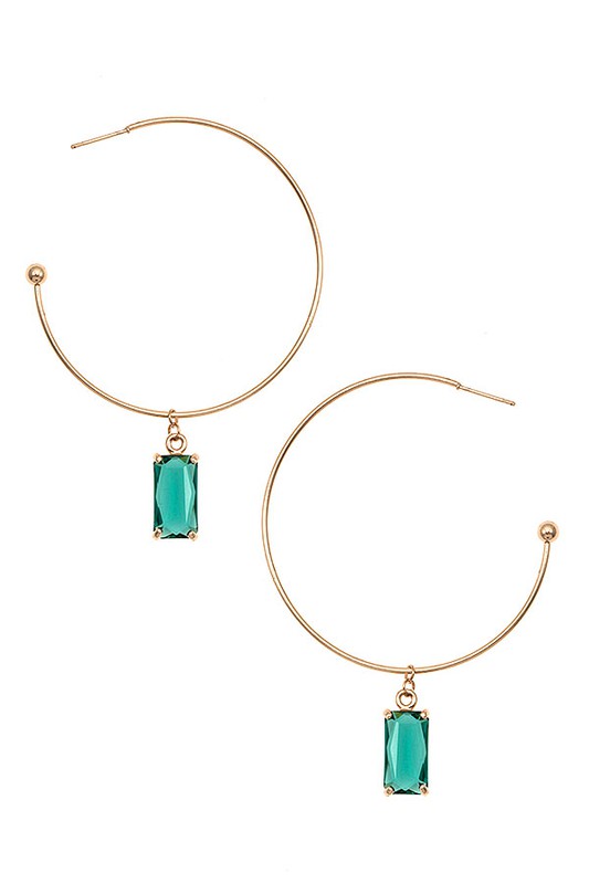 SEMI HOOP GEM DANGLE EARRING