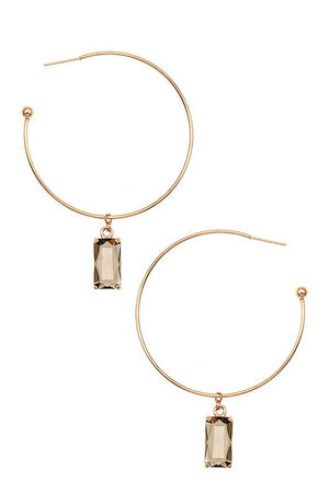 SEMI HOOP GEM DANGLE EARRING