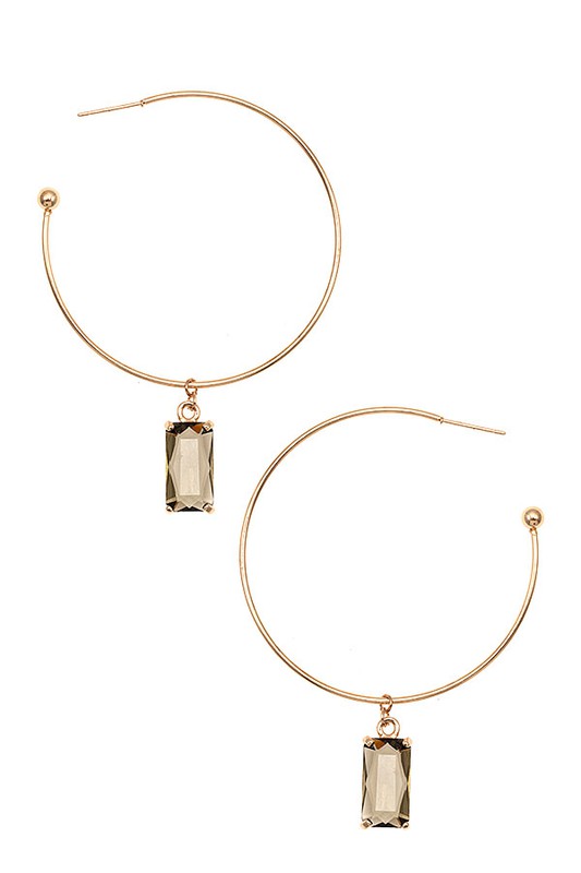 SEMI HOOP GEM DANGLE EARRING