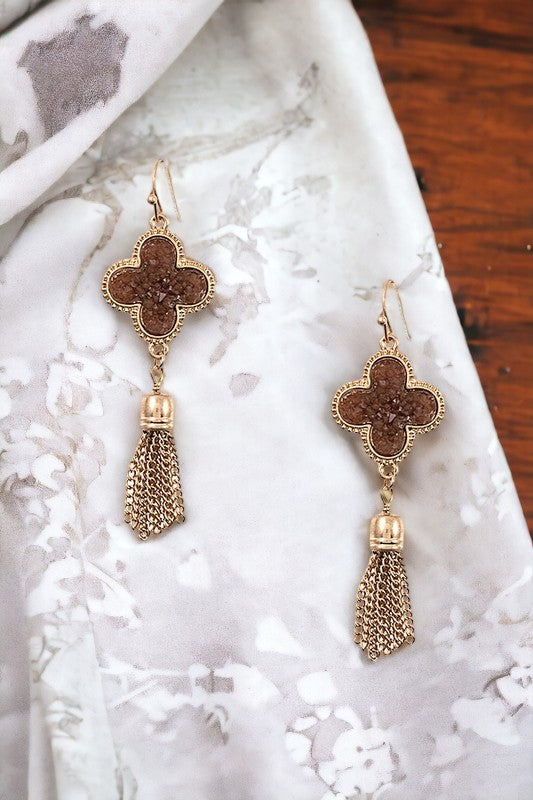 Clover Tassel Drop Earring