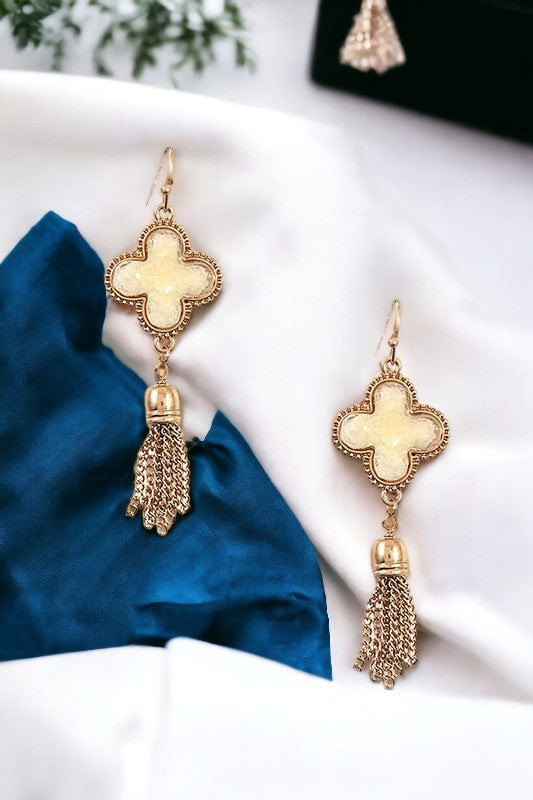 Clover Tassel Drop Earring