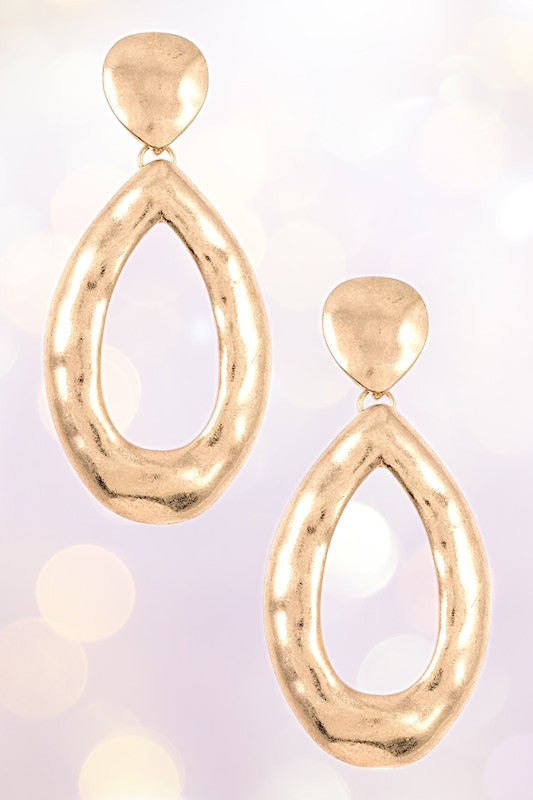 Hammered Teardrop Cut Out Dangle Earring