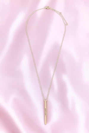 SURVIVOR PINK RIBBON BAR DROP PENDANT NECKLACE