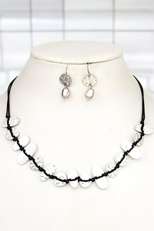 HAMMERED DISK LINK CORD NECKLACE SET