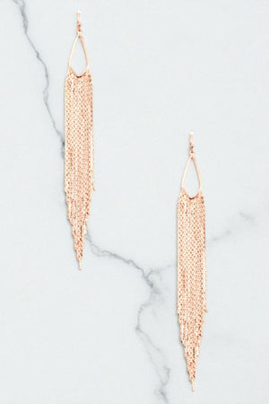 Oblong Fringe Chain Drop Earring