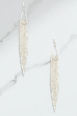 Oblong Fringe Chain Drop Earring