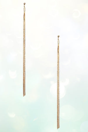 MULTI STRAND FLAT CHAIN OBLONG DROP EARRING
