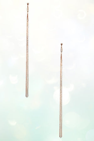 MULTI STRAND FLAT CHAIN OBLONG DROP EARRING