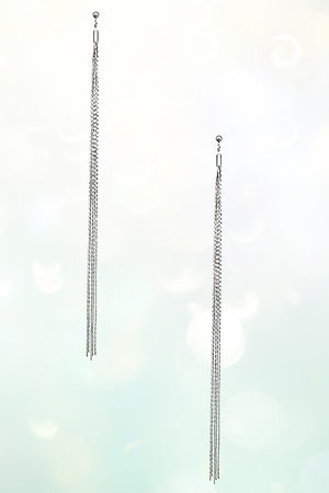 MULTI STRAND FLAT CHAIN OBLONG DROP EARRING