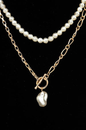 PEARL CHAIN LINK PENDANT NECKLACE SET