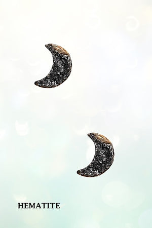 FAUX DRUZY STONE MOON POST EARRING