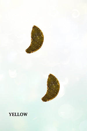 FAUX DRUZY STONE MOON POST EARRING