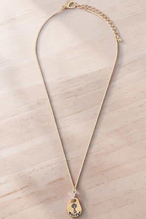 BELIEVE KEY ETCHED ACCENT PENDANT NECKLACE