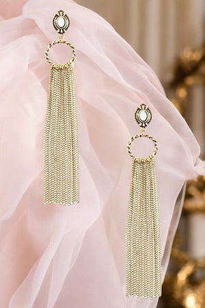 DROP OBLONG CHAIN DANGLE EARRING