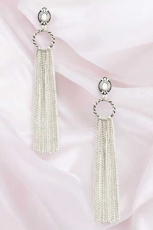 DROP OBLONG CHAIN DANGLE EARRING